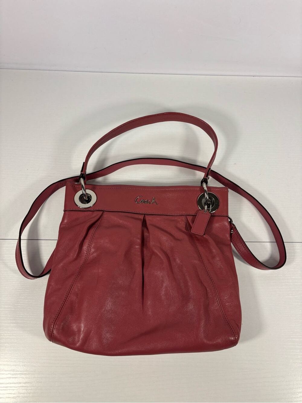 Coach Pink Leather Shoulder Bag Convertible Crossbody Purse F17605 P1